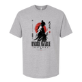 Unbreakable Spirit samurai oversized tee in athletic heather grey, bushido streetwear art by TLAB