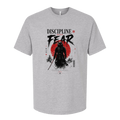 Discipline Over Fear samurai oversized tee in athletic heather grey, bushido streetwear art by TLAB